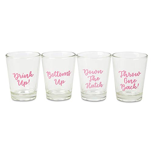 Tri-Coastal Design Shot Blocks Party Building Game with 60 Tower Playing Pieces and 4 Custom Shot Glasses with Funny Sayings for Bachelorette Parties and Girls Night Out