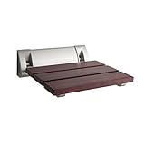 Stylish Sapele Folding Shower Seat With Chrome Hinges & Wide Base - 12
