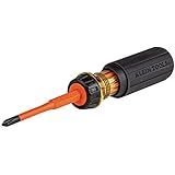 Klein Tools 32293 Insulated Screwdriver, 2-in-1 Screwdriver Set with Flip Blade, 2 Phillips and1/4-Inch Slotted Tips, Double-Ended Blades