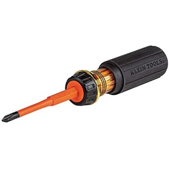 Klein Tools 32293 Insulated Screwdriver, 2-in-1 Screwdriver Set with Flip Blade, 2 Phillips and1/4-Inch Slotted Tips, Double-Ended Blades