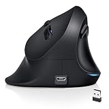 AUTLEY Wireless Ergonomic Mouse, 2.4G Optical Wireless Vertical Mouse with Adjustable DPI 800/1200/1600, Pinky Finger Rest for Large Hands