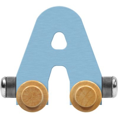 Maple Landmark NameTrain Pastel Letter Car A - Made in USA (Blue)
