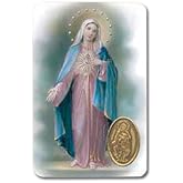 SHERMAN Hail Mary Laminated Catholic Prayer Holy Card with Medal and Prayer on Back
