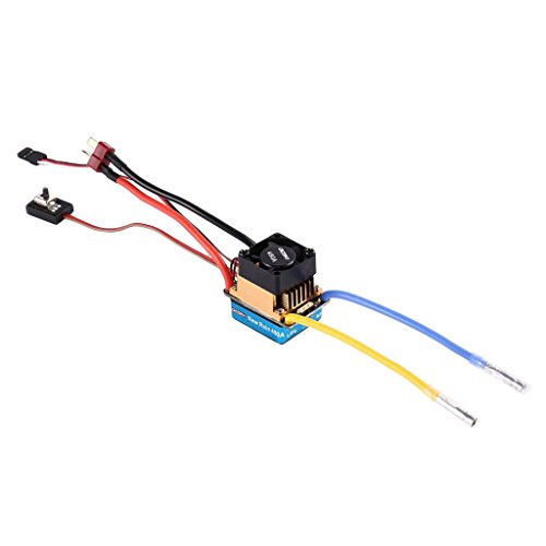 MonkeyJack Waterproof Brushed 480A ESC Motor Speed Controller with Cooling Fan for RC 1/10 Car Truck Boat