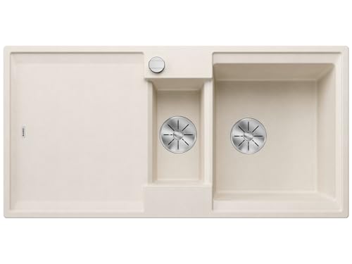 BLANCO Adira 6 S | SILGRANIT Sink in Soft White | Installation Type: Inset Installation from Above | Reversible | for 60 cm Wide Base cabinets | Large Bowl | Easy-Care Surface | [100x50x21.2 cm]