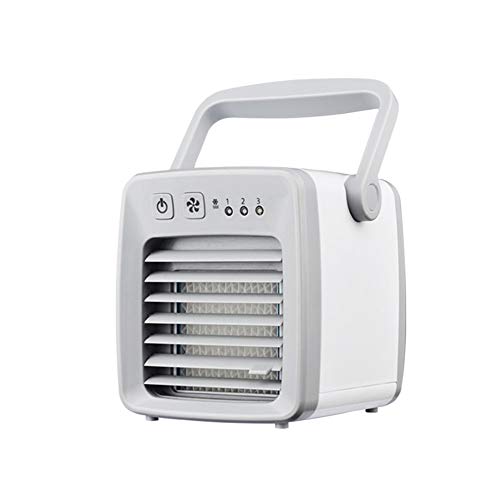 G Mute Portable Mini Air Conditioner, Personal Space Air Cooler Humidifier,Mini Portable USB Air Fan, for Office, Lounge, Bedroom (Color : White)