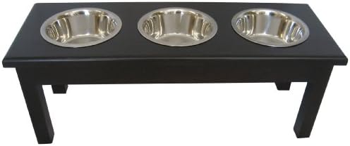 Classic Pet Beds 3-Bowl Traditional Style Ash Pet Diner, Small, Espresso