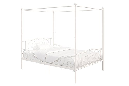 Dhp Metal Canopy Bed With Sturdy Bed Frame Full Size White Pricepulse