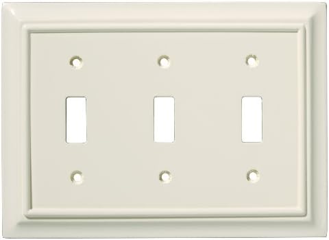 Brainerd 126448 Wood Architectural Triple Toggle Switch Wall Plate Switch Plate Cover Light Almond
