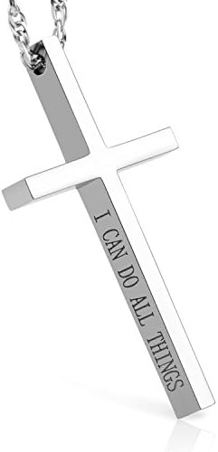 Sturdy Cross Pendant Necklace for Women Men with Adjustable Chain
