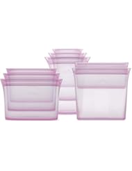Zip Top Reusable 100% Platinum Silicone Containers - Full Set of 8 - Lavender