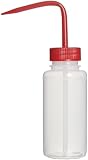 Bel-Art Scienceware  116250250, 250ml Capacity Low-Density Polyethylene Wide-Mouth Wash Bottle, with 38mm Red Closure (Pack of 6)
