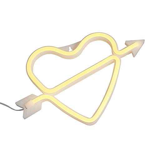 XIYUNTE Cupid Bow Neon Light Sign Led Wall Light Battery or USB Operated White Neon Signs Cupids Bow Light up for Kids Room,Party,Bar,Valentine's Day,Wedding,Christmas