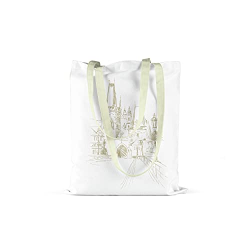 Le Jardin du Lin Bedruckte Einkaufstasche, Tasche, Faltbar, Stofftasche mit Zwei Langen Henkeln, Größe: 34x40 Cm