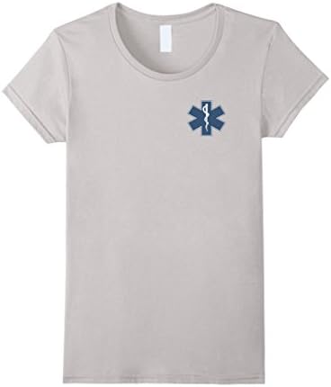Womens The Star of Life - EMT Paramedic caduceus Rescue T-Shirt  Medium Silver