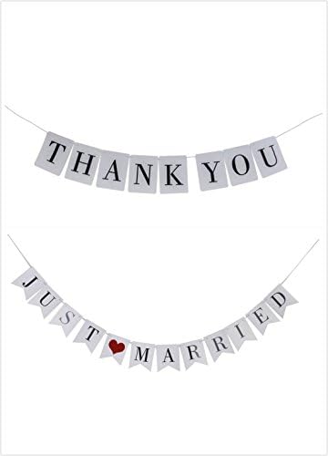 THANK YOU and JUST MARRIED White Banner Wedding Garland