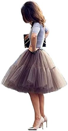 Women's Midi Tulle Tutu Skirt Puffy Princess Five Layers A line 50s Petticoat Crinoline Underskirt for Prom Party ICY076