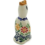 Authentic Polish Pottery Pie Bird in Wave Of Flowers Design Handmade in Bolesławiec Poland + Certificate of Authenticity
