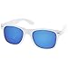 zeroUV Retro Large Square Colored Mirror Lens Horn Rimmed Sunglasses 55mm (White/Blue Mirror)