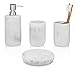 Essentra Home Blanc Collection 4-Piece White Bathroom Accessory Set. Complete Set Includes: Soap/Lotion Dispenser, Toothbrush Holder, Tumbler, and Soap Dish