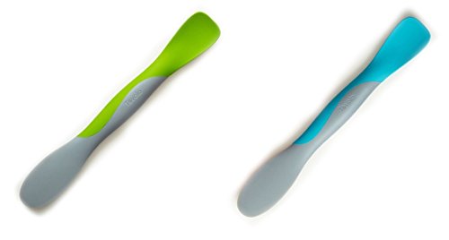 Mini Silicone Scrape And Scoop Multi-Purpose Scrapers - Green And Light Blue, Set Of 2