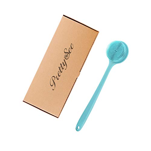 Silicone Shower Body Brush Practical Bath Brush Multi-Functional Shower Body Brush Powerful Cleaning Scrubber with Ultra-Soft Bristles and Long Handle, Blue