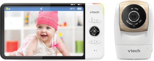 Vtech VM919 HD Baby Monitor - Video Baby Monitor with Wide Angle Camera - 360° Panoramic Image, HD Video, Clear Sound, 7 Inch LCD Colour Display with Night Vision Function, Intercom, Songs and Much