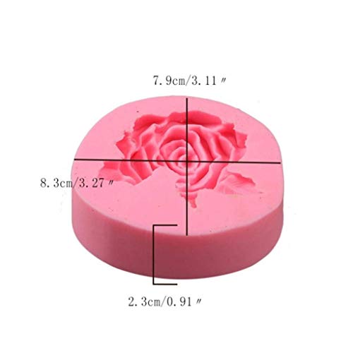 Weite Pink Rose Flower Silicone Cake Mold Chocolate Sugar Craft Decorating Fondant Fimo Tool (Pink)