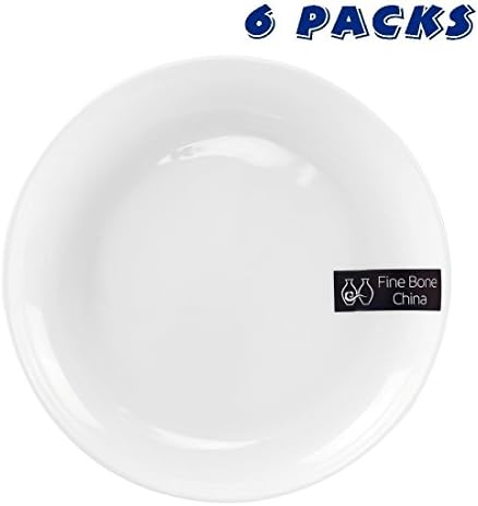 WINCANG 5" Fine Bone china Saucer Dish /Snack/Dinner Plates, Set of 6-White Porcelain -1351 (5", White)