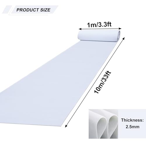 Gdmokle 1 x 10 m White Wedding Rug for Party Church Ceremony 2.5mm Thick Polyester Disposable Roll Carpet for Event