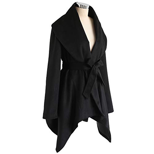 image for Chicwish Women's Turn Down Shawl Collar Open Front Long Sleeve Black A