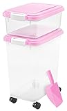 IRIS USA 3 Piece Airtight Pet Food Storage Container Combo, Pink MP-8/MP-1/SCP-2