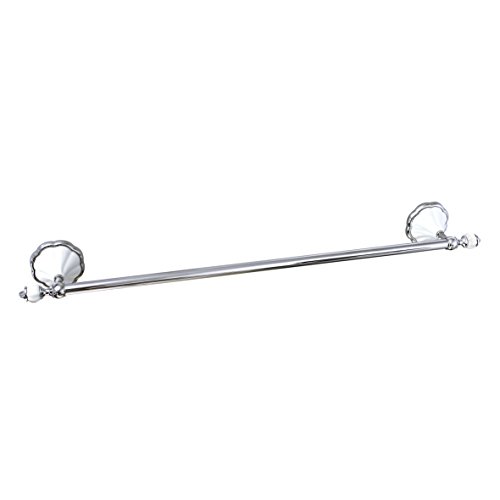MODONA Four Piece Bathroom Accessories Set, Includes 24” Towel Bar, Robe Hook, Towel Ring, and Toilet Paper Holder – White Porcelain & Chrome - Flora Series - 5 Year Warrantee - Thumbnail 5
