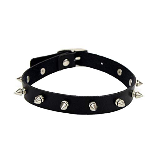 asdfwe-Punk-Collare-di-Cuoio-Choker-Punk-di-Goth-con-Borchie-Rivet-Pu-Girocollo-Collana-Regolabile-per-Donne-E-Uomini-Neri