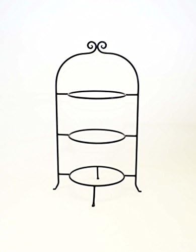 Wrought Iron Three Tier Buffet Platter Rack-28.5 Inches Tall x 17.25 Inches Wide. Rings are 10.25 Inches in Diameter. Width between bars is 14.25 Inches. Handmade.