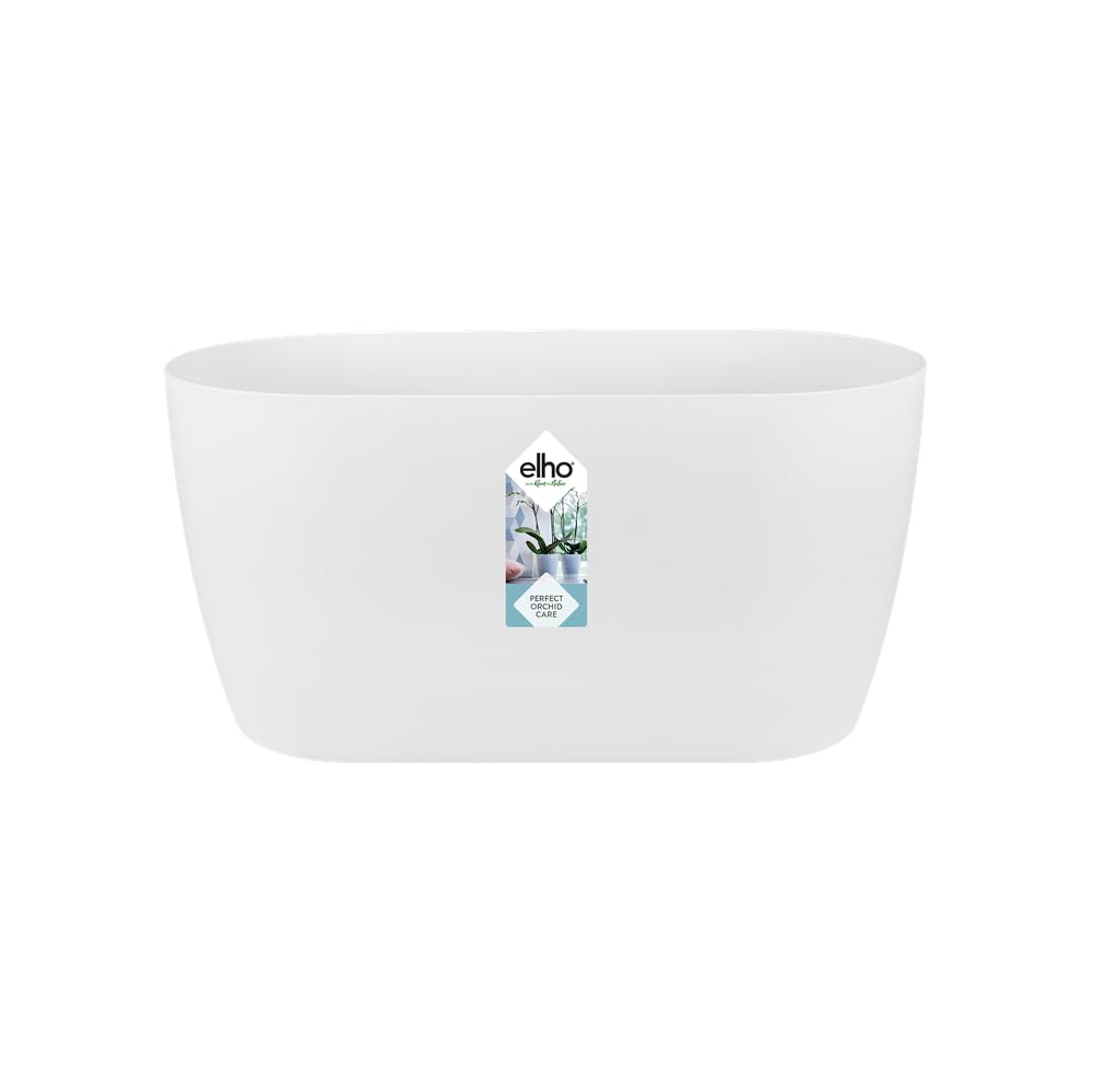 elho Brussels Orchid Duo 25 - Flower Pot for Indoor - 100% Recycled Plastic - Ø 24.8 x H 12.0 cm - White/White — image 1