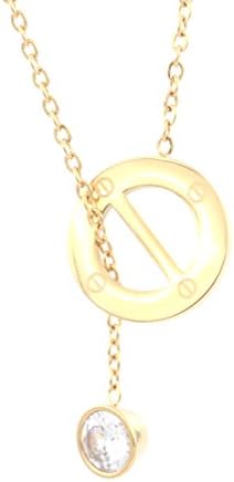 HANTIAN Love Rings Necklace for Women with Screw Design 18K gold-plated 20+2 inchs Chain