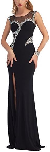 XiaoBLM New 2016 Bateau Beaded Crystal Chiffon Formal Dresses Prom Gown