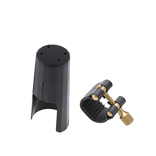 Timiy Alto Sax Saxophone Rubber Mouthpiece Artificial Leather Compact Durable Ligature Fastener Black(ALTO) - Thumbnail 3