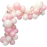 100PCS Pink Balloons Garland with Pink and White Balloons Confetti Balloons for Birthday Party Bridal Baby Shower Engagement Wedding Party Decor