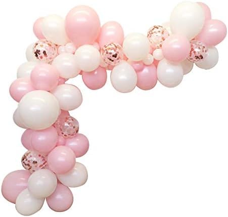 Photo 1 of 100PCS Pink Balloons Garland with Pink and White Balloons Confetti Balloons for Birthday Party Bridal Baby Shower Engagement Wedding Party Decor
