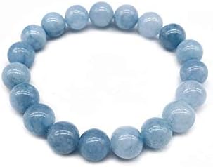 Awertaweyt Gemstone Beaded Bracelet, New Blue Tiger Eye Beads Buddha Bracelets & Bangle Elastic Rope Aquamarin 6Mm 8MM Natural Stone Bracelets for Women Men Jewelry Beads4mm