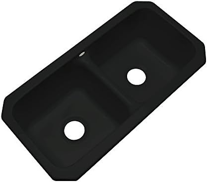 Dekor Sinks 64099UM Englewood Cast Acrylic Double Bowl Undermount Kitchen Sink, 33", Black