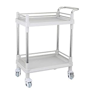 BETIME 2-Tier Utility Carts,Service Trolley, Roestvrij staal Medische Kar voor Laboratorium,Ziekenhuis, Hotel…