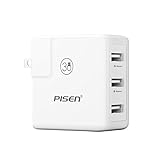 PISEN 3-Port USB Travel Wall Charger 15.5W USB Plug Power Adapter with Smart Technology and Foldable Plug, for Apple iPhone, iPad, Samsung Galaxy, LG, HTC, Huawei, Moto, Kindle and More
