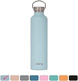 MIRA 34 Oz Stainless Steel Vacuum Insulated Portable Sports Water Bottle | Double Walled | No Sweating, Keeps Your Drink Cold for 24 hours & Hot for 12 hours | 2 Lids | Pearl Blue