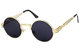 GAMT Retro Metal Hipster Steampunk Round Style Coating Mirrored Sunglasses