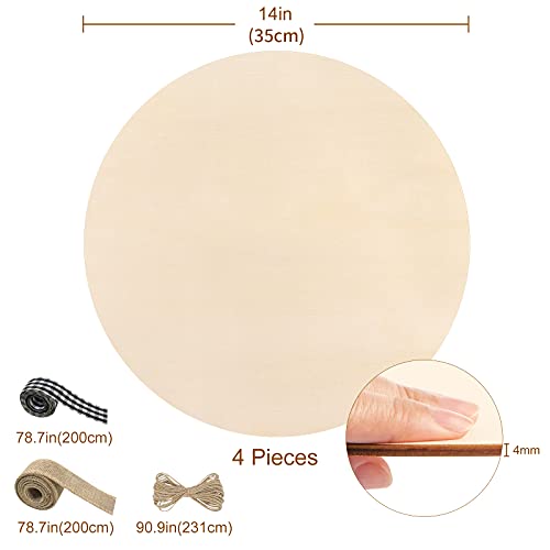 Fuyit Unfinished Wood Circles 4Pcs 14 Inch Uniform Blank Wood Rounds fuyit-unfinished-wood-circles-4pcs-14-inch-uniform-blank-wood-rounds