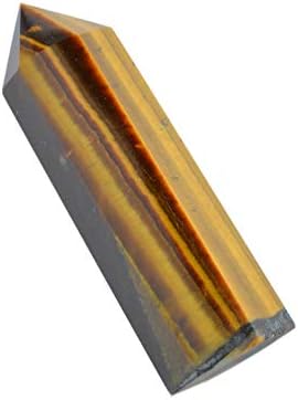 FHNP367 Natural Tiger Eye Stone Point Wands - Healing Crystal 6 Faceted Prism Reiki Chakra Meditation Obelisk Tower Gift - One 2" Wand