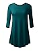 AMORE ALLFY Women's 3/4 Sleeve Round Neck Flare Hem Tunic Teal Large